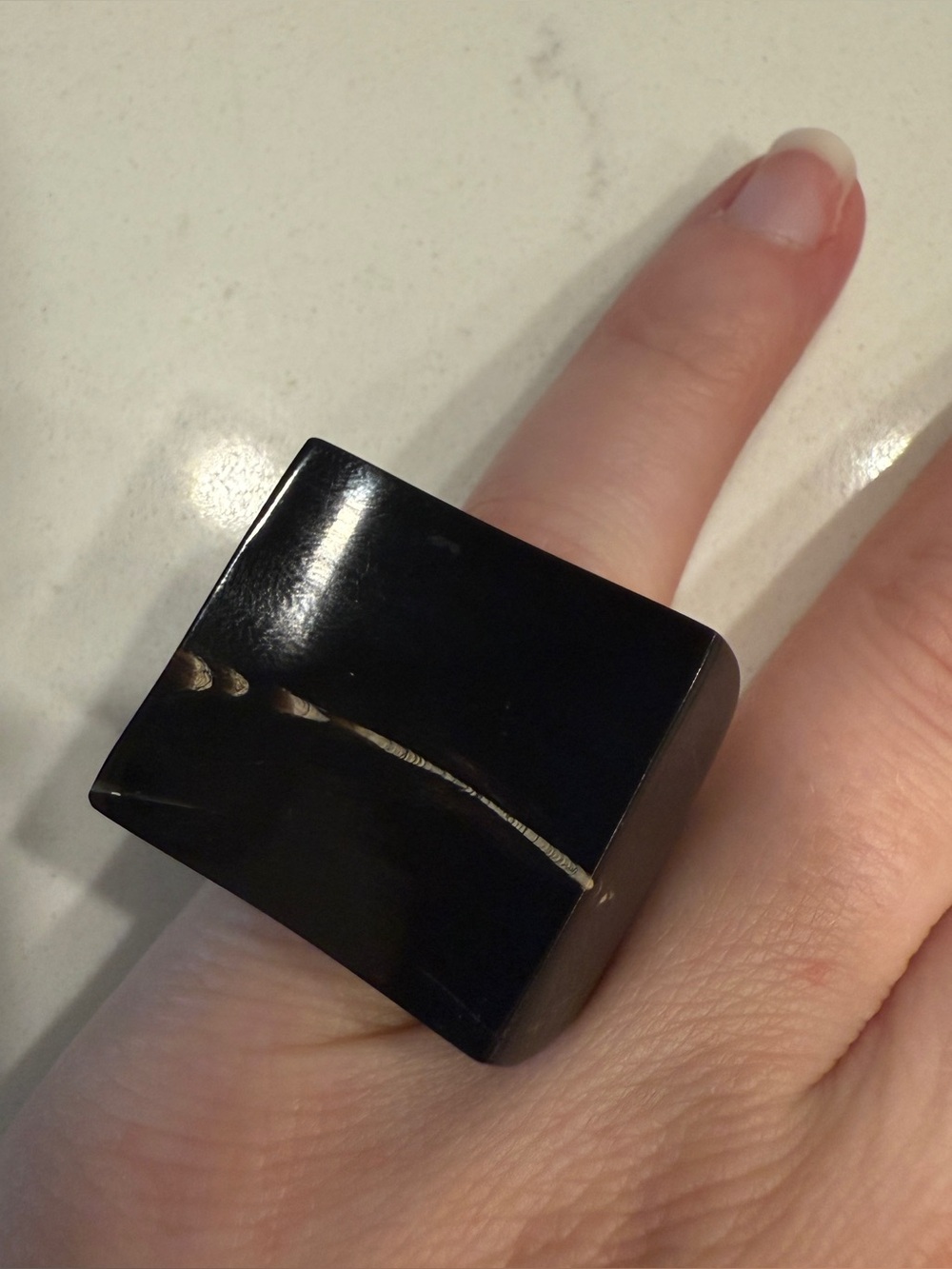 Chunky Black Statement Ring - Size 5.5